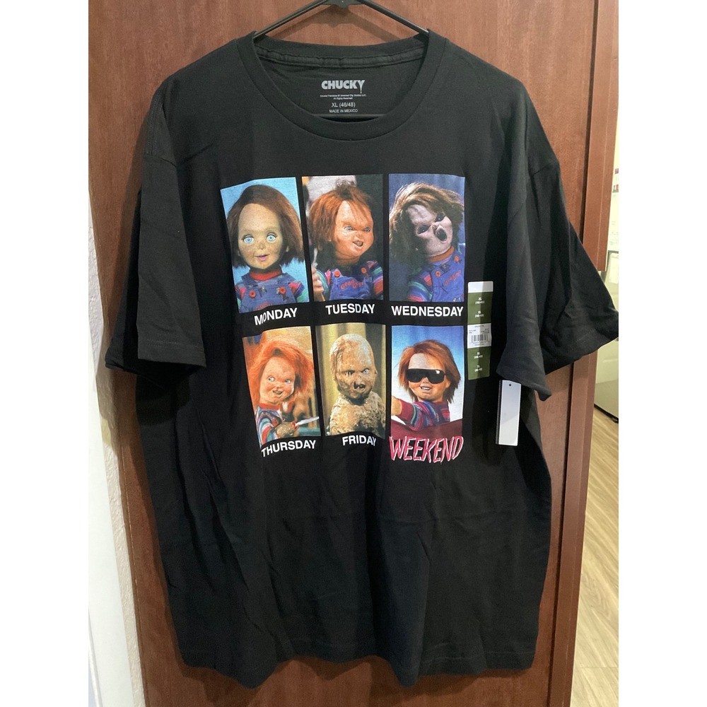 Chucky Men's Days of the Week Meme Graphic Tee size XL (C-052)